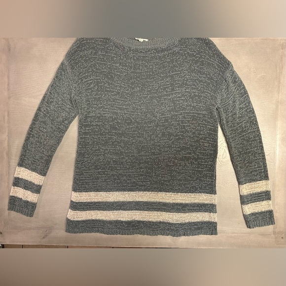 Easel Sweater Womens‎ Size Large Light Weight Stretchy Gray And Cream Boho - Picture 9 of 12